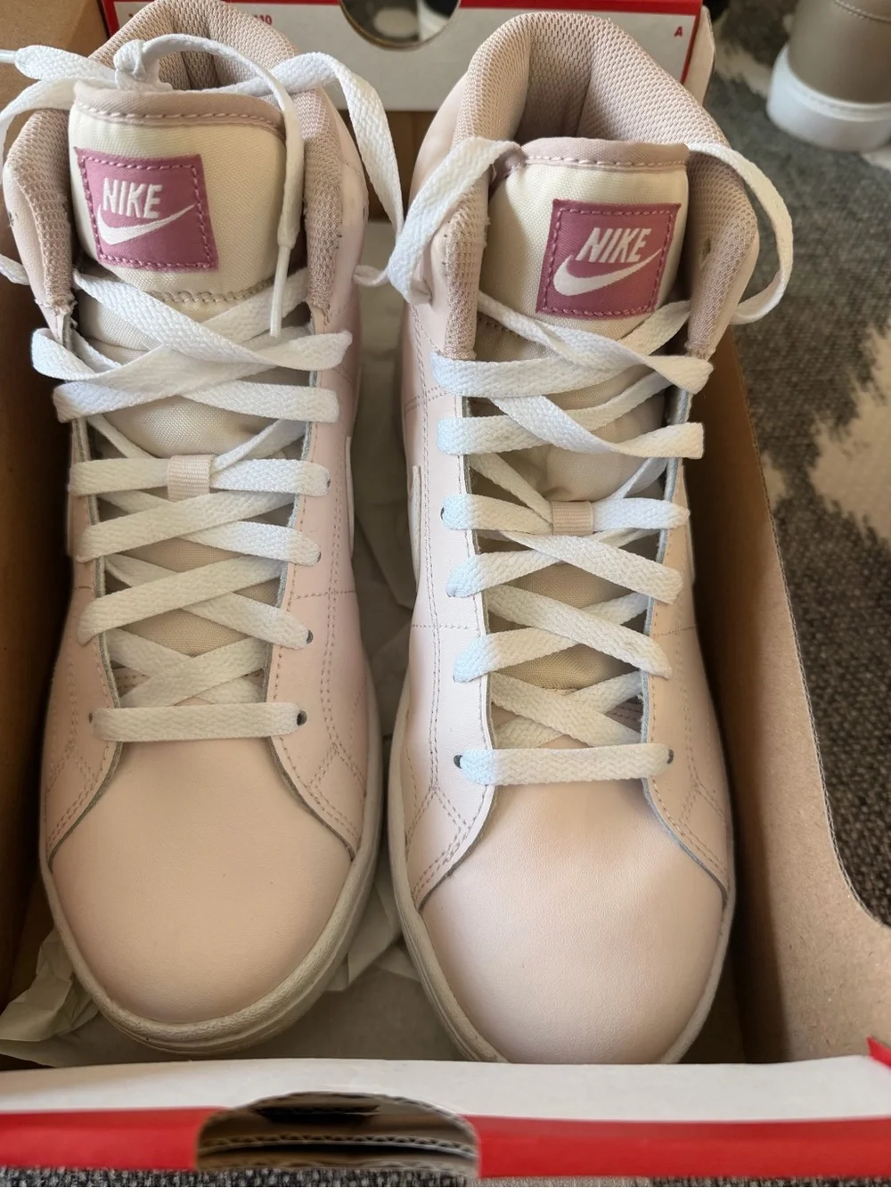 Nike Women's Mid-Top Sneakers in Light Pink and White